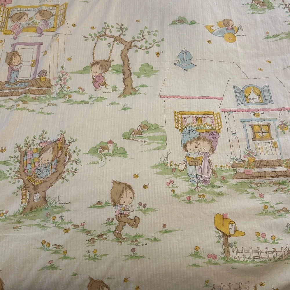 Vintage Betsey Clark‎ Flat Sheet 64x94 Children Cottagecore Quilt Craft Fabric